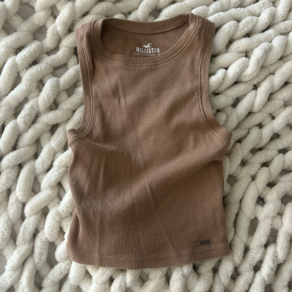 Hollister Ribbed Tank Top in Brown